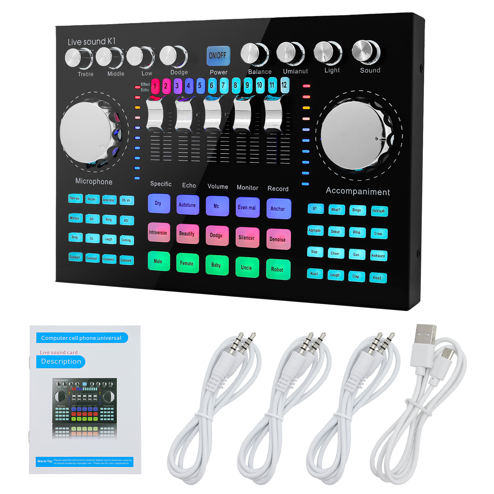 K1 Audio Mixer Live Sound Card - Audio Music Changer review and price